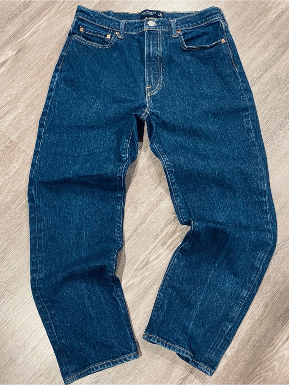 Abercrombie & Fitch vintage stretch Dark Blue athletic loose Straight Jeans